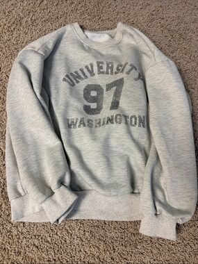 SHEIN Light Gray Graphic 'University 97' Crewneck Sweatshirt